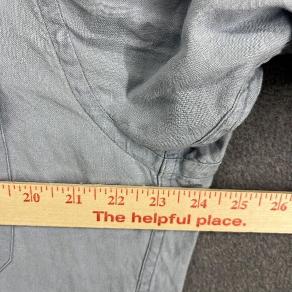 J Crew Shirt Mens Large Linen Button Down Utility Roll Sleeve Casual Workwear - Picture 10 of 16